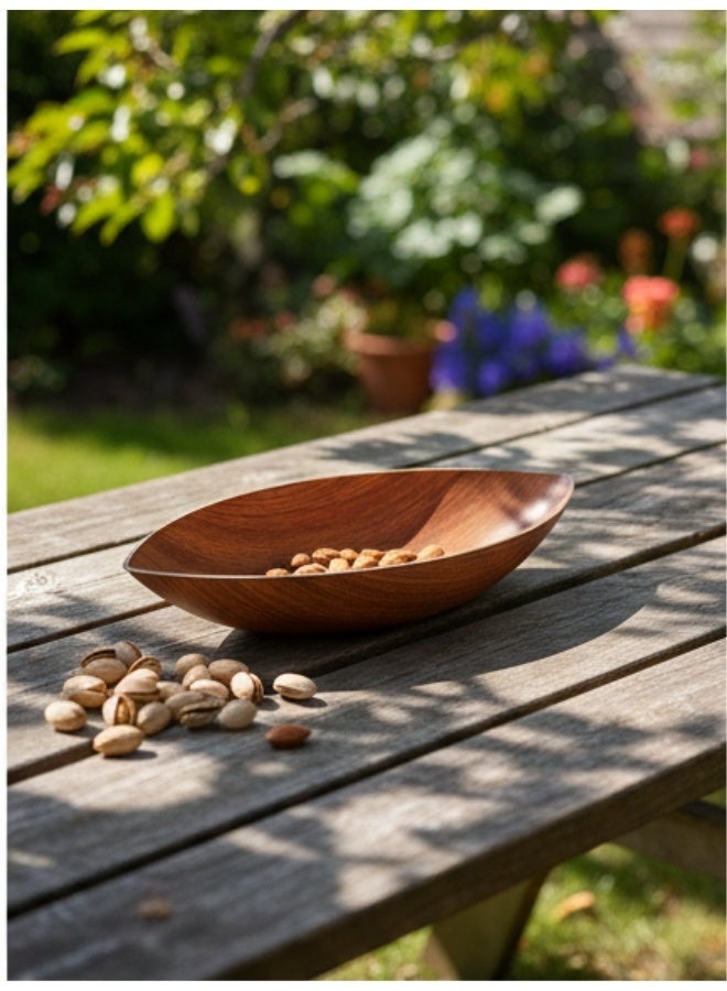 Evelin Gondol Serving Bowl 41*22 cm Wooden-Look Elegant Design – BPA-Free Food-Grade High-Quality Polystyrene – Durable Break & Scratch Resistant – Ideal for Pasta, Salads, Fruits & Snacks – Perfect for Home, Parties, Picnics, BBQ & Everyday Use - Image 3
